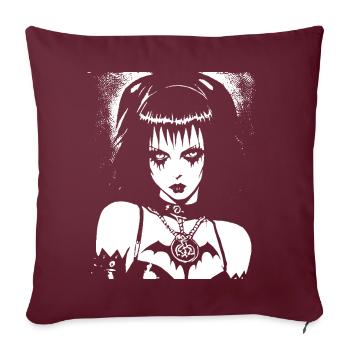 Dark Art Occulte Gothique Batcave Girl Post Punk Bat - Housse de coussin décorative 45 x 45 cm - bordeaux - Devant