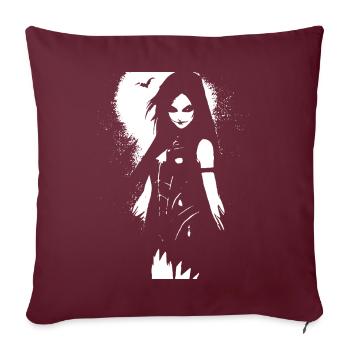 Dark Art Occulte Gothique Batcave Girl Post Punk Bat - Housse de coussin décorative 45 x 45 cm - bordeaux - Devant