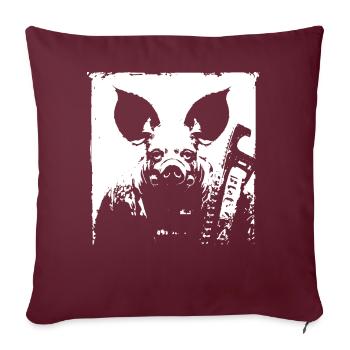 Dark Art Occulte Horreur Cochon Gaz Masque Grindcore Thr - Housse de coussin décorative 45 x 45 cm - bordeaux - Devant