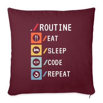 Routine Eat Sleep Code Repeat Developer Coder - Housse de coussin décorative 45 x 45 cm - bordeaux - Devant