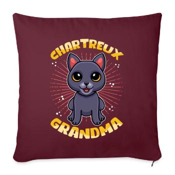 Chartreux Grand-mère Chartreux Chat Cadeau - Housse de coussin décorative 45 x 45 cm - bordeaux - Devant