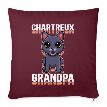 Chartreux Grand-père Chartreux Chat Cadeau - Housse de coussin décorative 45 x 45 cm - bordeaux - Devant