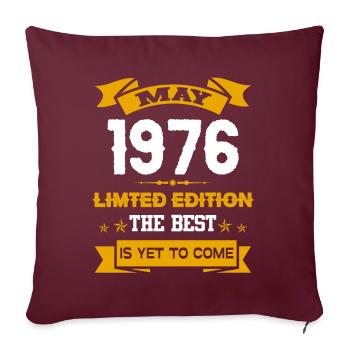 Mai 1976 Cadeau d’anniversaire - Housse de coussin décorative 45 x 45 cm - bordeaux - Devant