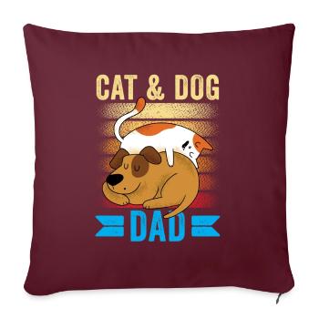 Katze Und Hund Papa Junge Typ Liebhaber Katzen - Sofakissenbezug 45 x 45 cm - Burgunderrot - Vorne