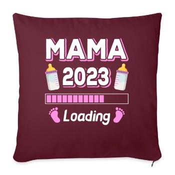 Maman 2023 Chargement Mère Mères Maman Fête des mères - Housse de coussin décorative 45 x 45 cm - bordeaux - Devant