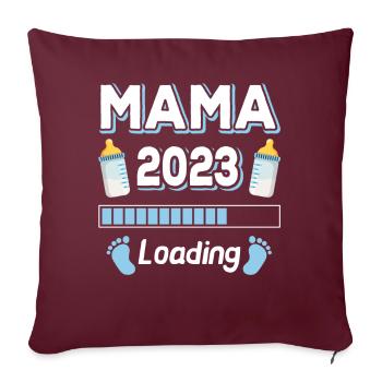 Maman 2023 Chargement Mère Mères Maman Fête des mères - Housse de coussin décorative 45 x 45 cm - bordeaux - Devant