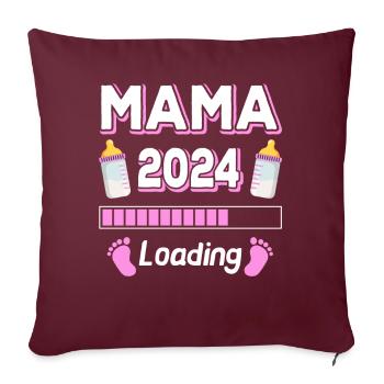 Maman 2024 Chargement Mère Fête des mères - Housse de coussin décorative 45 x 45 cm - bordeaux - Devant