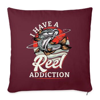 J’ai une dépendance à la bobine - Pêche - Housse de coussin décorative 45 x 45 cm - bordeaux - Devant
