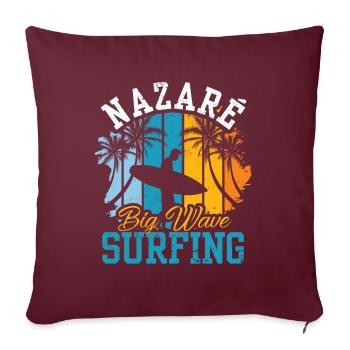 Nazaré Big Wave Surfing Vagues Surfer Surfing - Housse de coussin décorative 45 x 45 cm - bordeaux - Devant