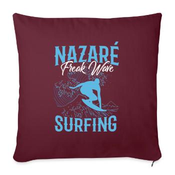 Nazaré Freak Surf Vagues Surfer Surf - Housse de coussin décorative 45 x 45 cm - bordeaux - Devant