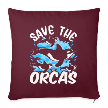 Sauvons les orques Orques Protégez la baleine de mer - Housse de coussin décorative 45 x 45 cm - bordeaux - Devant