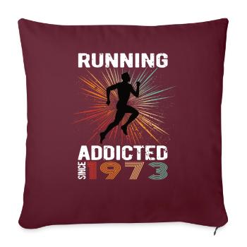 Running Vintage Running Addicted runner jogger 1973 - Housse de coussin décorative 45 x 45 cm - bordeaux - Devant