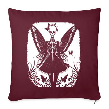 Fairycore Esthétique Squelette Fée Goth Gothique G - Housse de coussin décorative 45 x 45 cm - bordeaux - Devant