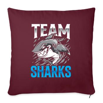 Team Sharks Shark Diving Shark Shark Shark Tooth - Housse de coussin décorative 45 x 45 cm - bordeaux - Devant