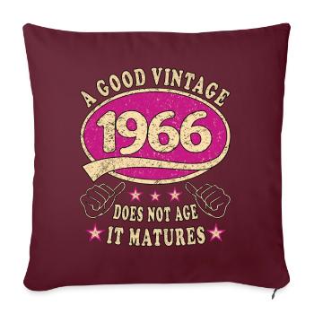 57ème anniversaire 1966 '57 Bon Millésime - Housse de coussin décorative 45 x 45 cm - bordeaux - Devant