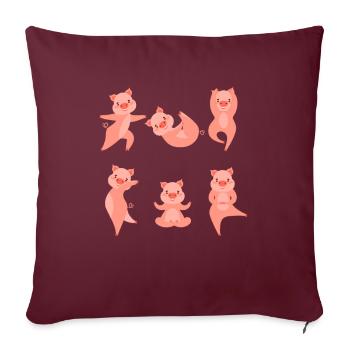 Yoga Pig Meditation Piggy Makes Yoga - Sofa pillowcase 17,3'' x 17,3'' (45 x 45 cm) - burgundy - Front