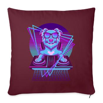 Party Music Techno Dog Vaporwave DJ Retriever - Housse de coussin décorative 45 x 45 cm - bordeaux - Devant