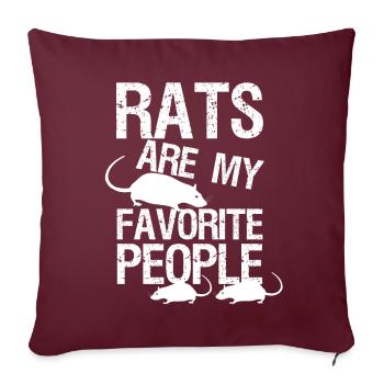 Rat drôle de dicton rats - Housse de coussin décorative 45 x 45 cm - bordeaux - Devant