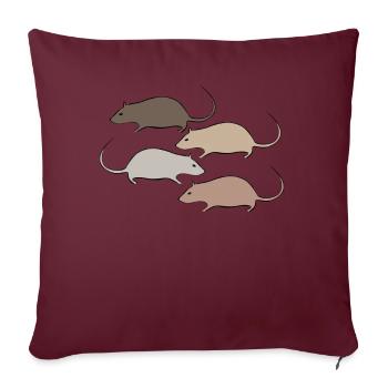 Souris, rat, rats, souris - Housse de coussin décorative 45 x 45 cm - bordeaux - Devant