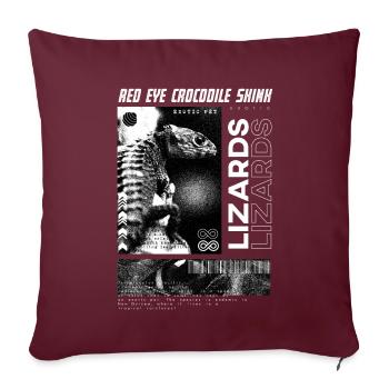 Crocodile aux yeux rouges Scinque Streetwear Reptile Gardien - Housse de coussin décorative 45 x 45 cm - bordeaux - Devant