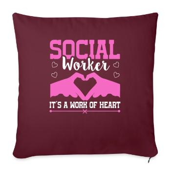 Travailleur social c’est un travail de cœur travailleur social - Housse de coussin décorative 45 x 45 cm - bordeaux - Devant