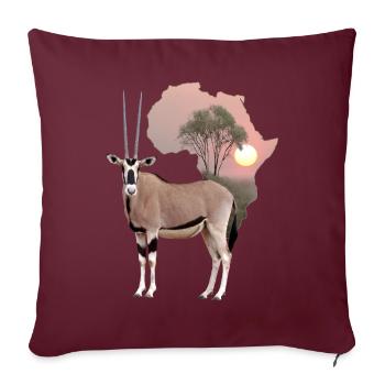 Oryx en Afrique - Antilope - Gazelle - Faune sauvage - Housse de coussin décorative 45 x 45 cm - bordeaux - Devant
