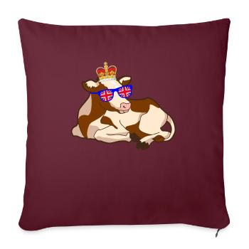 Bœuf de vache Reine Elizabeth II Couronne britannique - Housse de coussin décorative 45 x 45 cm - bordeaux - Devant