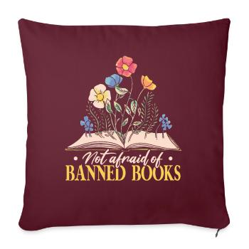 Lire des livres interdits - Housse de coussin décorative 45 x 45 cm - bordeaux - Devant