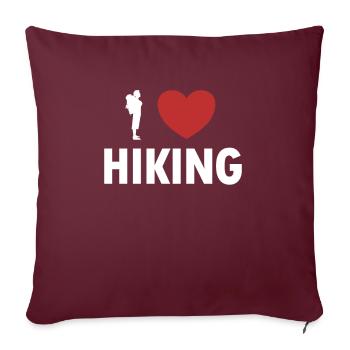 J’adore la randonnée Randonnée Randonnée en montagne - Housse de coussin décorative 45 x 45 cm - bordeaux - Devant