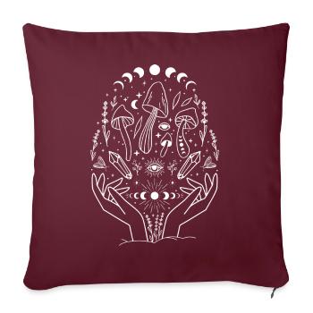 Boho Pilze Cottage Core Aesthetic Goblincore - Sofakissenbezug 45 x 45 cm - Burgunderrot - Vorne
