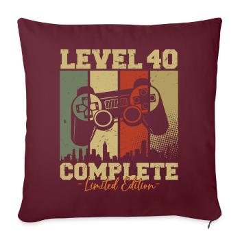 Niveau 40 Débloqué 40 Cadeau d’anniversaire - Housse de coussin décorative 45 x 45 cm - bordeaux - Devant