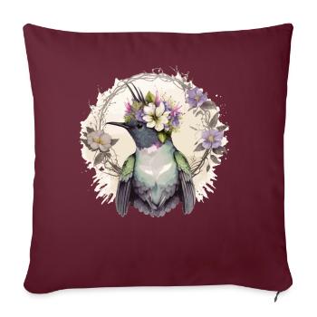 Aquarelle mignonne Colibri Fleur Couronne Florale Bi - Housse de coussin décorative 45 x 45 cm - bordeaux - Devant