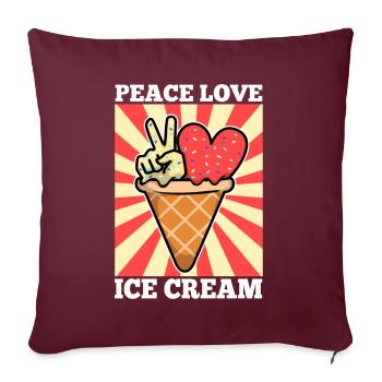 Crème glacée Peace Love - Housse de coussin décorative 45 x 45 cm - bordeaux - Devant