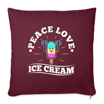 Crème glacée Peace Love - Housse de coussin décorative 45 x 45 cm - bordeaux - Devant