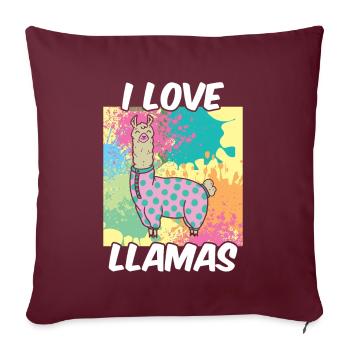 J’aime les lamas llama animal lama dictons - Housse de coussin décorative 45 x 45 cm - bordeaux - Devant