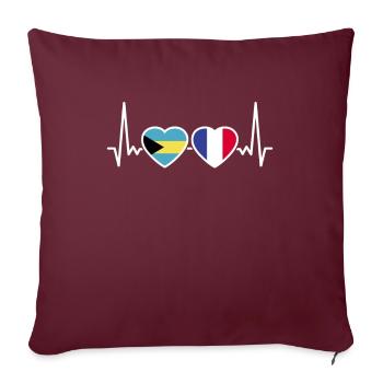 Bahamas France Heartbeat Flag Bahamians - Housse de coussin décorative 45 x 45 cm - bordeaux - Devant