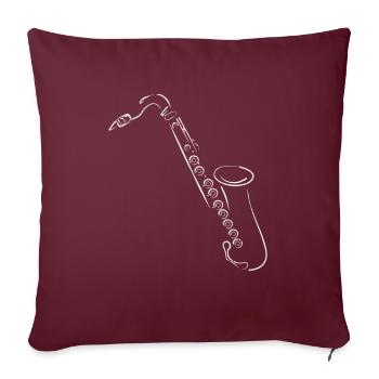 Saxophone Silhouette Dessin Jazz - Housse de coussin décorative 45 x 45 cm - bordeaux - Devant