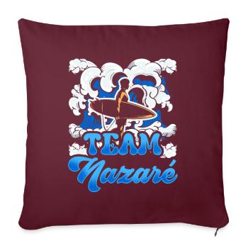 Team Nazaré Surfing Surfer Surf Vagues - Housse de coussin décorative 45 x 45 cm - bordeaux - Devant