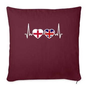 Angleterre Drapeau de battement de cœur britannique - Housse de coussin décorative 45 x 45 cm - bordeaux - Devant