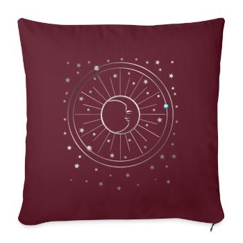 Lune - Étoiles - Planètes - Ciel étoilé - Galaxie - Housse de coussin décorative 45 x 45 cm - bordeaux - Devant