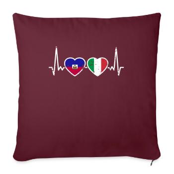Haïti Italie Vintage Heartbeat Flag Haïtien - Housse de coussin décorative 45 x 45 cm - bordeaux - Devant