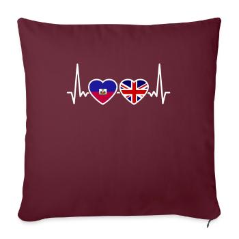Haïti Royaume-Uni Heartbeat Flag Haïtien britannique - Housse de coussin décorative 45 x 45 cm - bordeaux - Devant