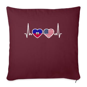 Haïti USA Heartbeat Flag Haïtien - Housse de coussin décorative 45 x 45 cm - bordeaux - Devant