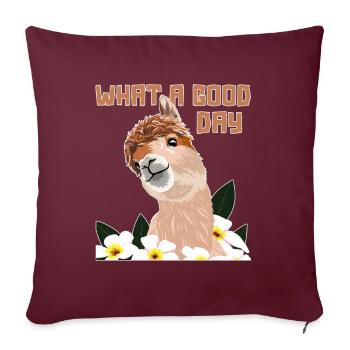 Quelle bonne journée Pako Huacaya Lama Alpaga Éleveur - Housse de coussin décorative 45 x 45 cm - bordeaux - Devant