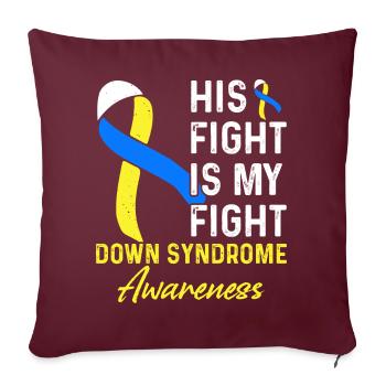Conscience du syndrome de Down - Housse de coussin décorative 45 x 45 cm - bordeaux - Devant