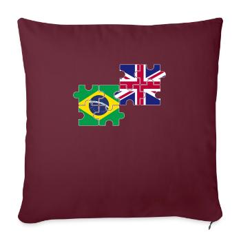 Brésil Royaume-Uni Drapeau britannique Brésilien - Housse de coussin décorative 45 x 45 cm - bordeaux - Devant