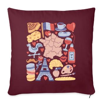 Frankreich Paris Europa Eiffelturm Liebe - Sofakissenbezug 45 x 45 cm - Burgunderrot - Vorne