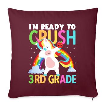Retour à l’école Je suis prêt à écraser les filles de 3e année - Housse de coussin décorative 45 x 45 cm - bordeaux - Devant