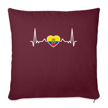 Drapeau de battement de cœur de l’Équateur Équatoriens - Housse de coussin décorative 45 x 45 cm - bordeaux - Devant