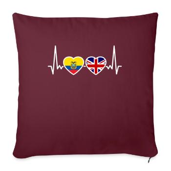 Équateur Royaume-Uni Heartbeat Flag Équatorien - Housse de coussin décorative 45 x 45 cm - bordeaux - Devant